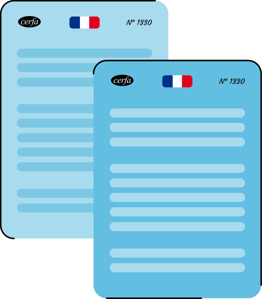 Illustration des formulaires 1329-DEF et 1330 pour la télédéclaration de la CVAE en ligne.