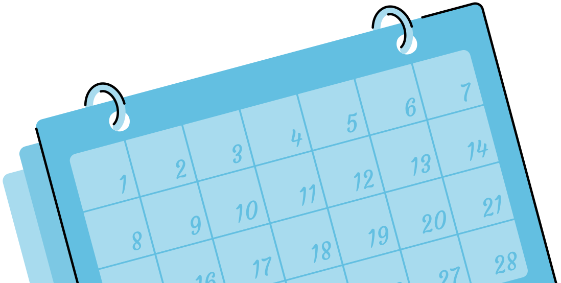 Un calendrier papier où l’on retrouve le mois en cours et les dates limites de télédéclarations fiscales.